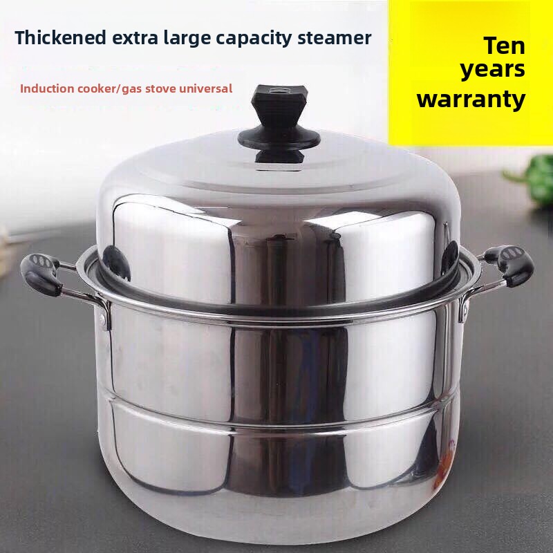 Soup Kettle Warmer - Stainless steel double-layer household steamer, large