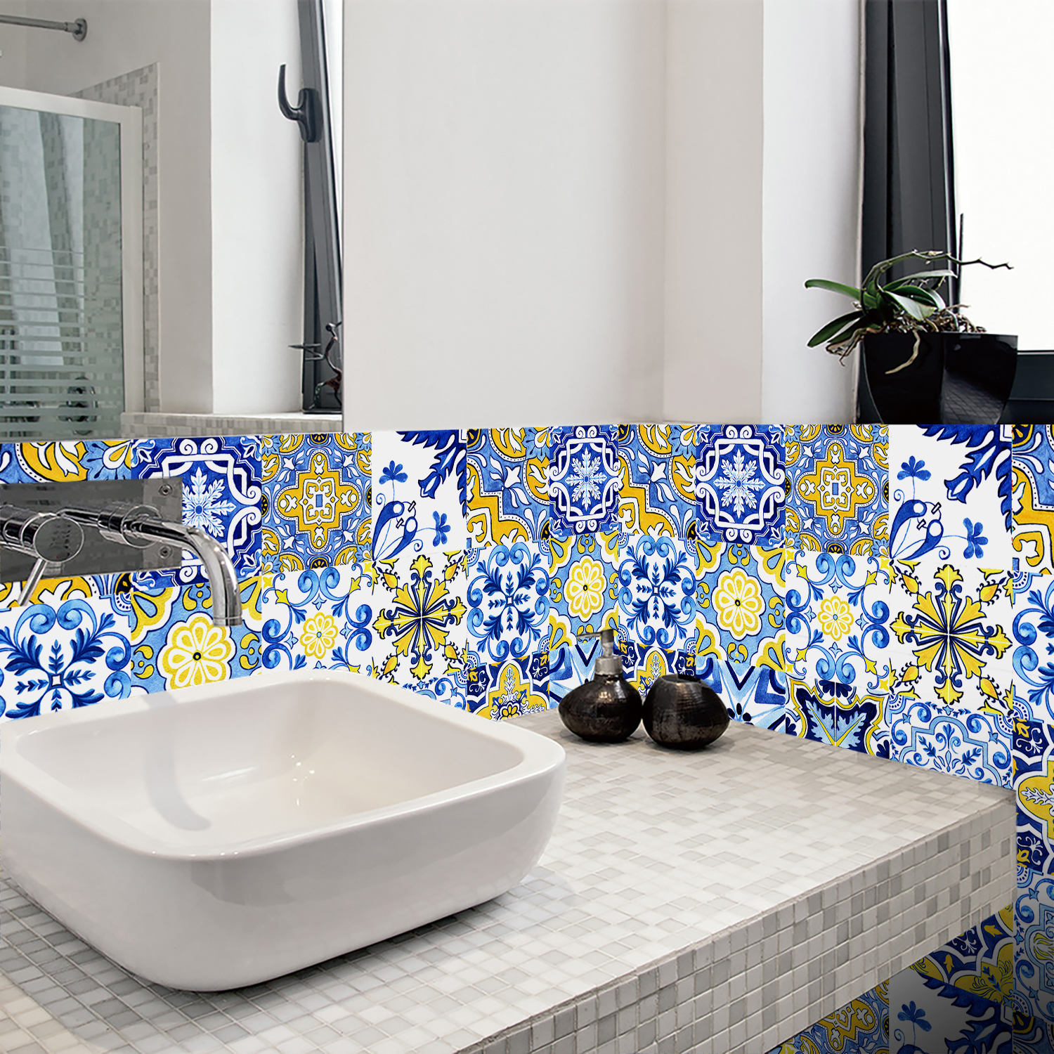 16pcs Blue Yellow Vintage Flor – Commercial Kitchen Tiles Bewertung und Preis