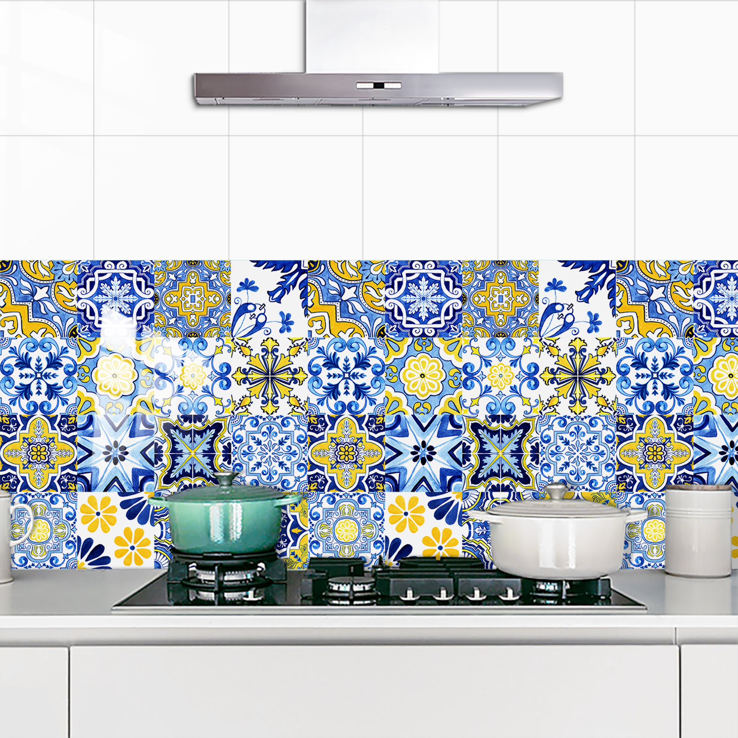 16pcs Blue Yellow Vintage Flor – Commercial Kitchen Tiles Bewertung und Preis