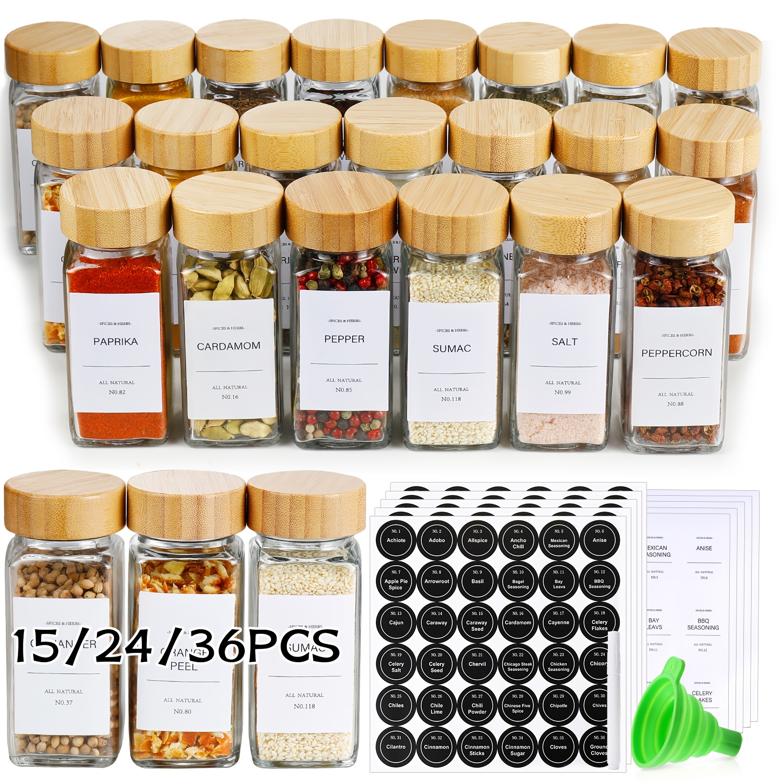 15/24/36pcs Spice Jars with La – Commercial Kitchen Ideas Bewertung und Preis