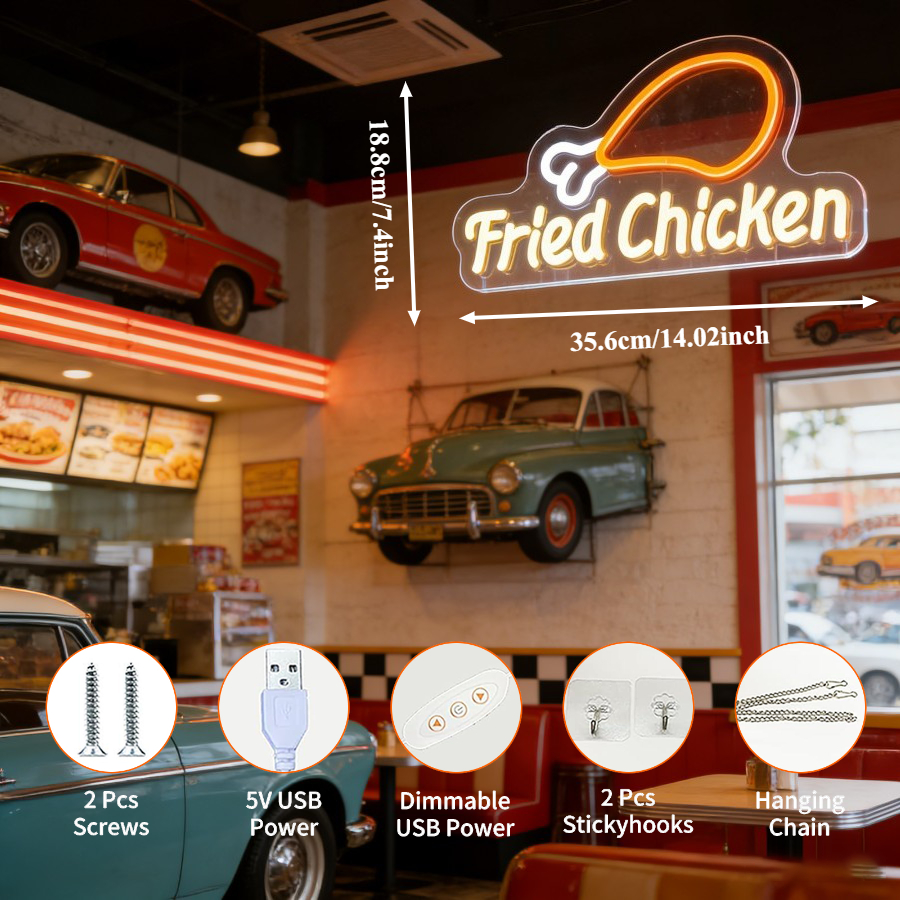 Fried Chicken LED Neon Sign fo – Commercial Kitchen Ideas Bewertung und Preis